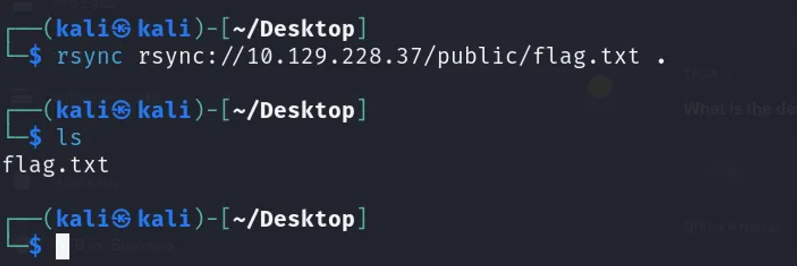 Copying the flag.txt from the database to my current working directory.