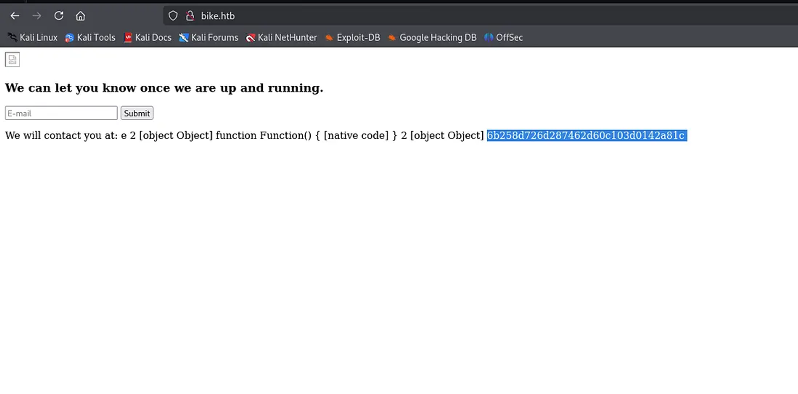 The response of the server on the browser.