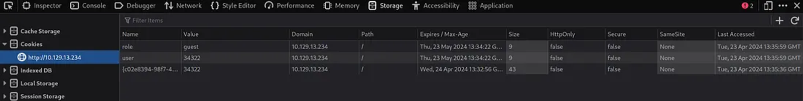 change the value of the user to the access ID of the admin (34322), then refresh