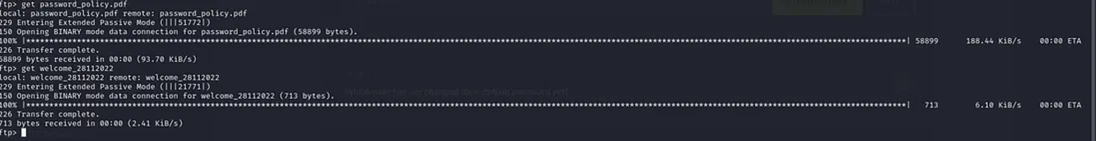 Downloading the files found under the directory “mail_backup”