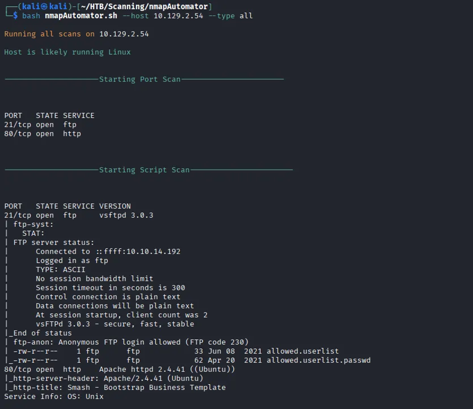 Performing Nmap scanning on the target machine.