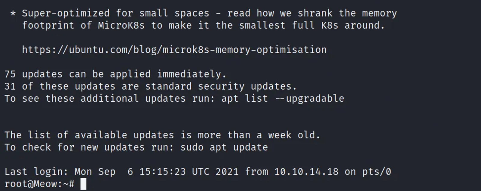 Successful login with a root permission