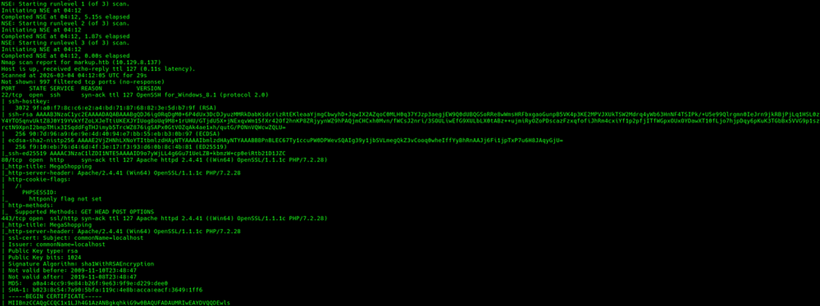 A full TCP/UDP scan report using nmap.