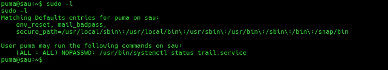 Defining the sudo permissions 