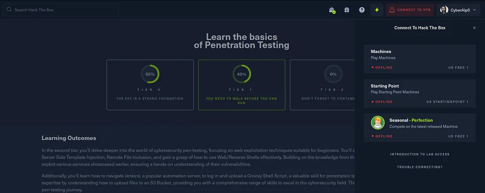 Connecting to the “Starting Point” labs.
