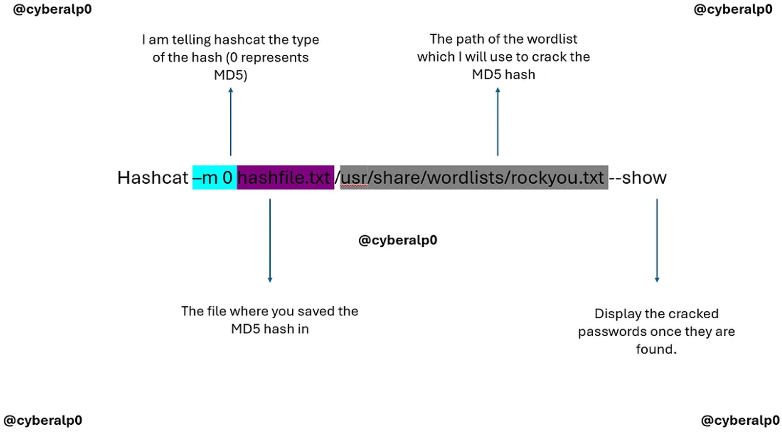 Illustration of the hashcat command