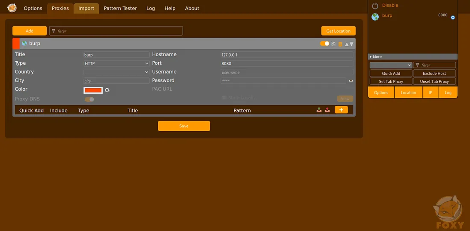 After adding the burp to the Foxy Proxy.