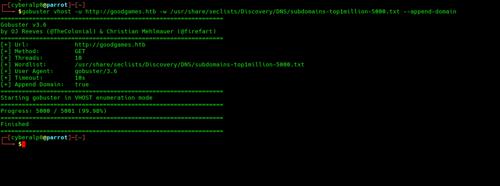 Subdomain enumeration on the target