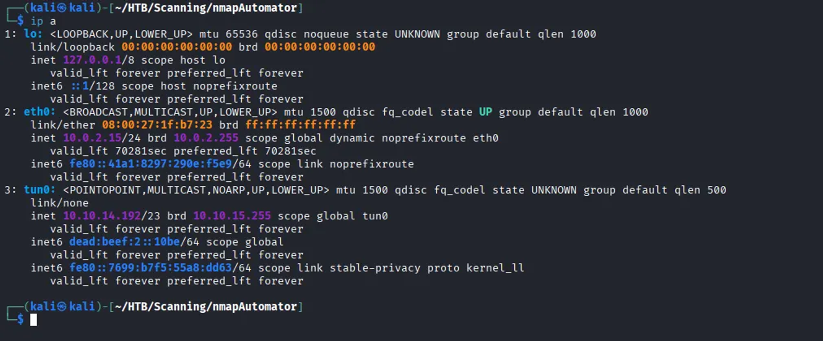 list of the network interfaces in our system.