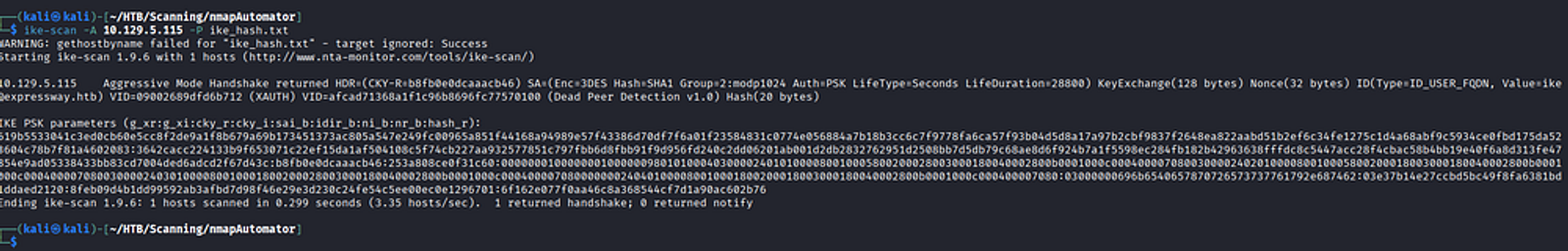 Saving the PSK hash to a file called ike_hash.txt