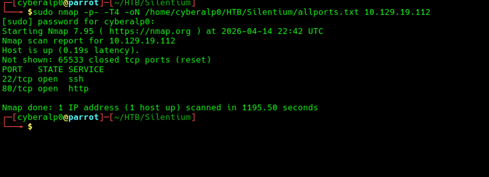 Performing the all ports scan on the target's machine. This will take time.