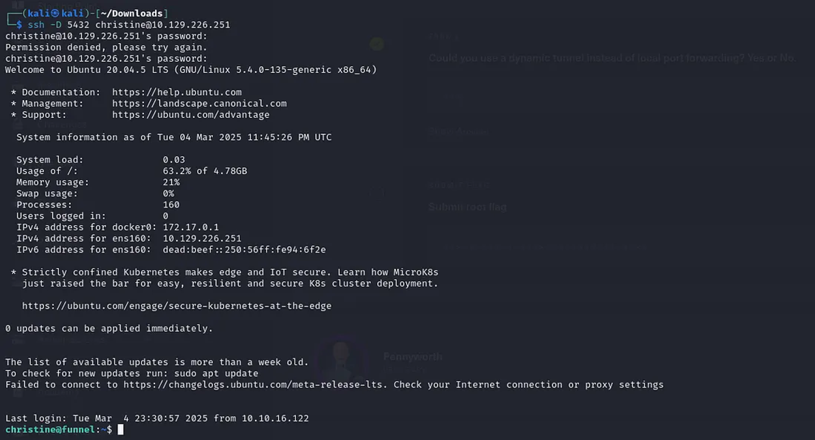 Dynamic Port Forwarding is enabled.
