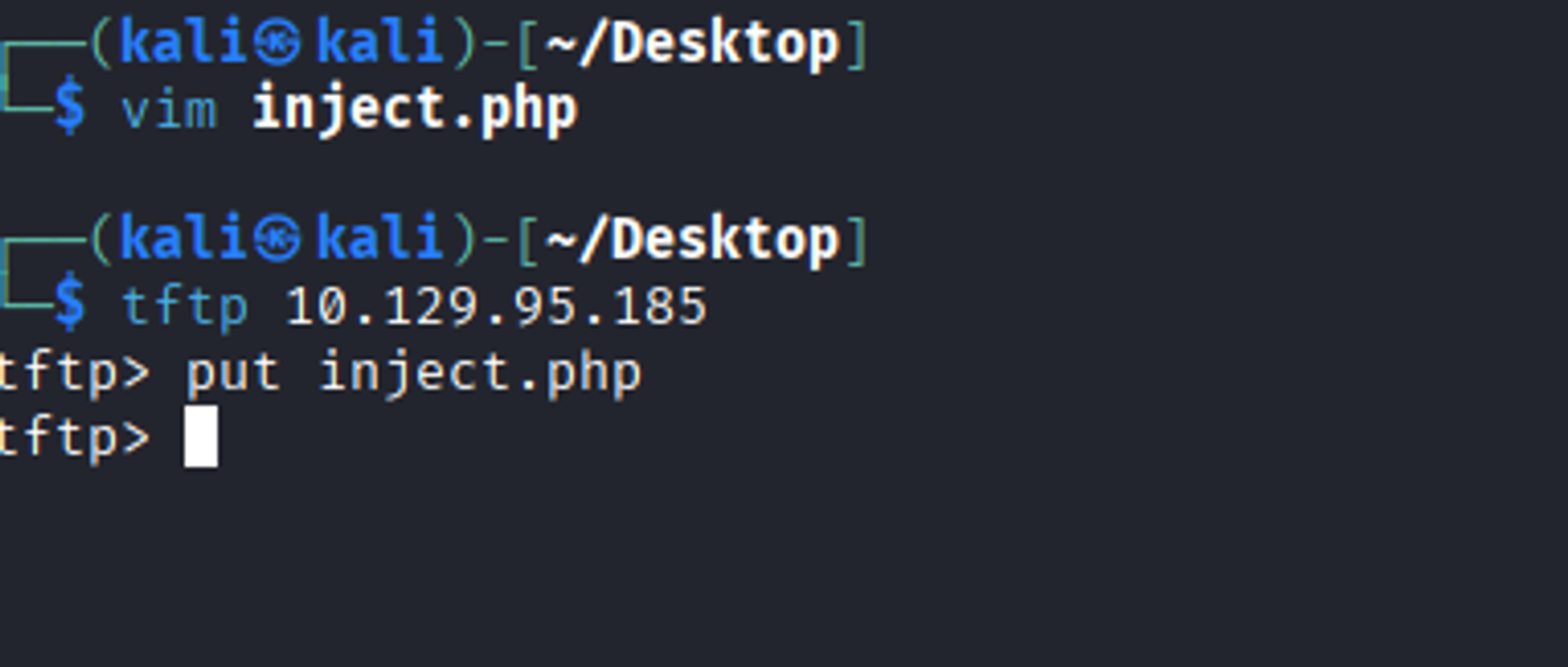 Uploading the malicious PHP file to the server.