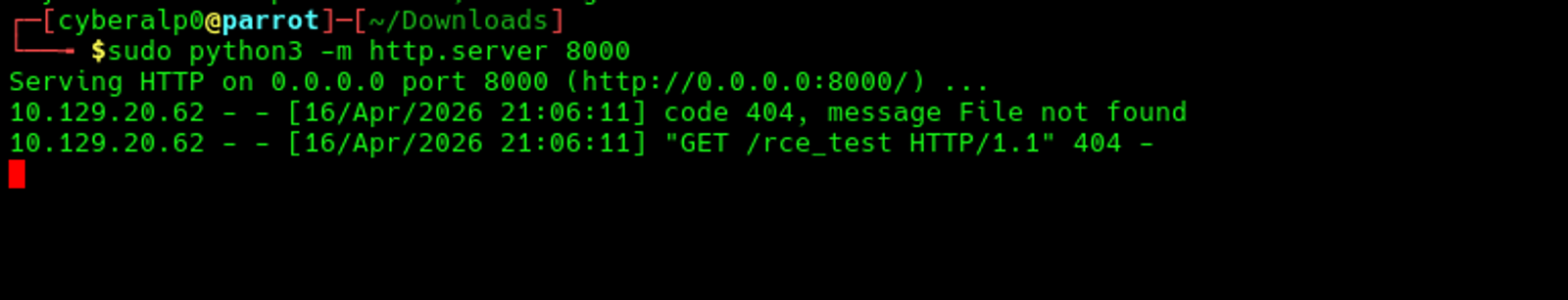 We got hits from the server. This means the target is vulnerable to the CVE