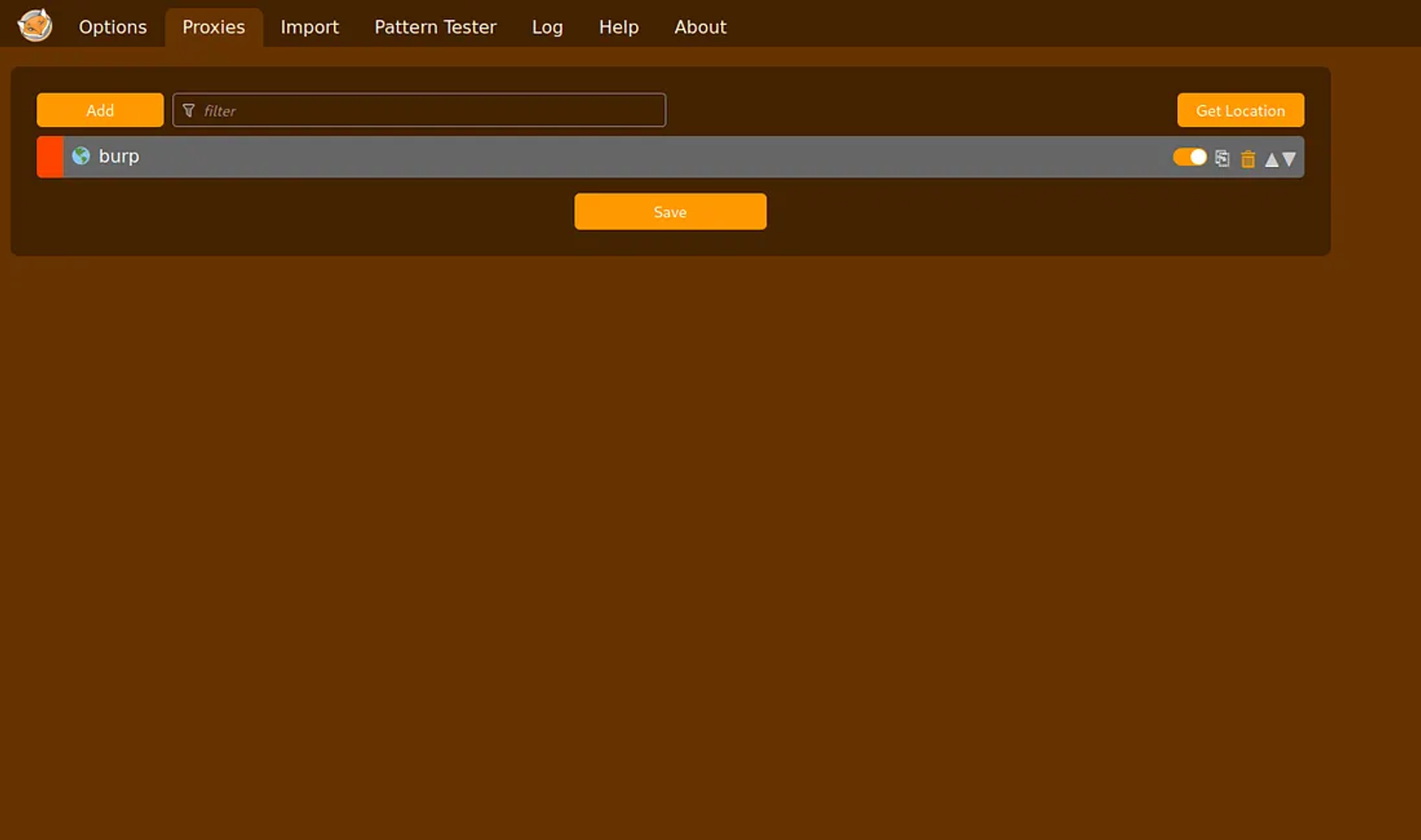 Adding a new proxy to the foxy proxy.