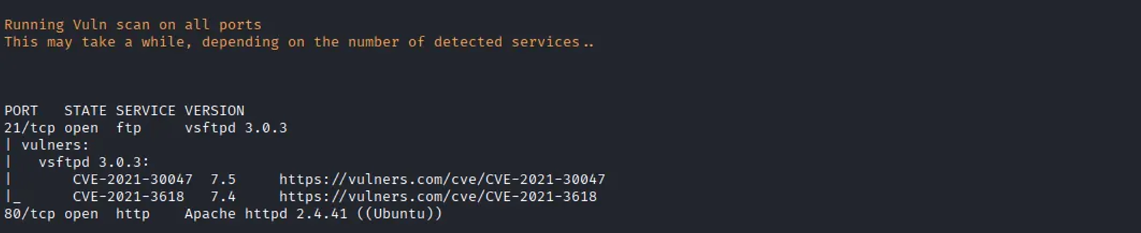 The version of the HTTP service running on the ftp client.