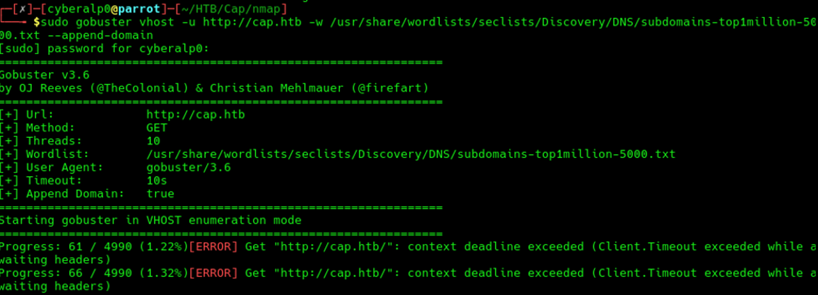 Performing subdomain enumeration for the domain.