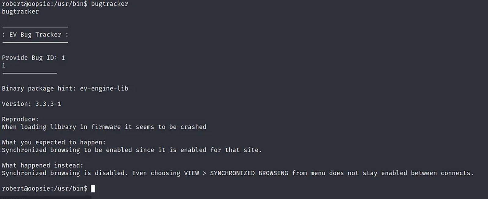 Bugtracker is a script used to give information about bugs. Each bug has its ID No.