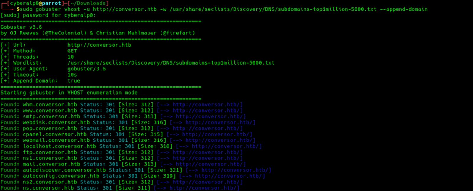 Performing subdomain enumeration for the domain.