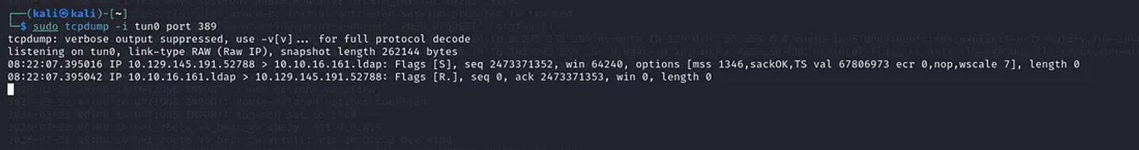 tcpdump captures requests.