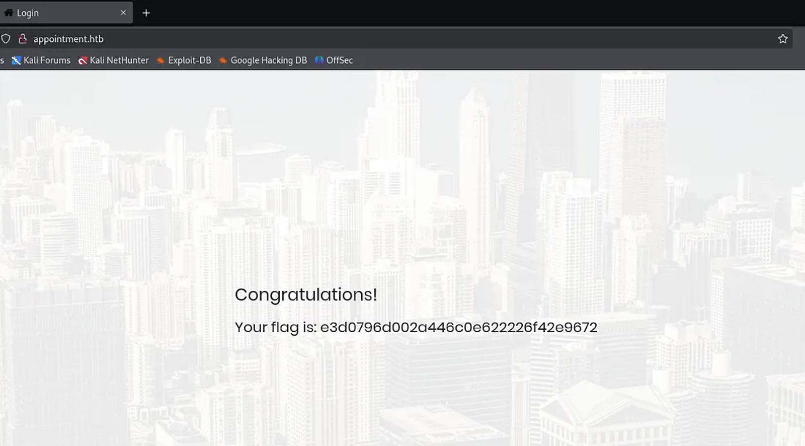 The first word of the returned web server is “congratulations”.