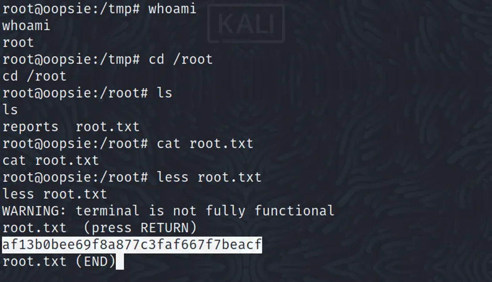 I used cat in the first place, but did not work. So, I used the less