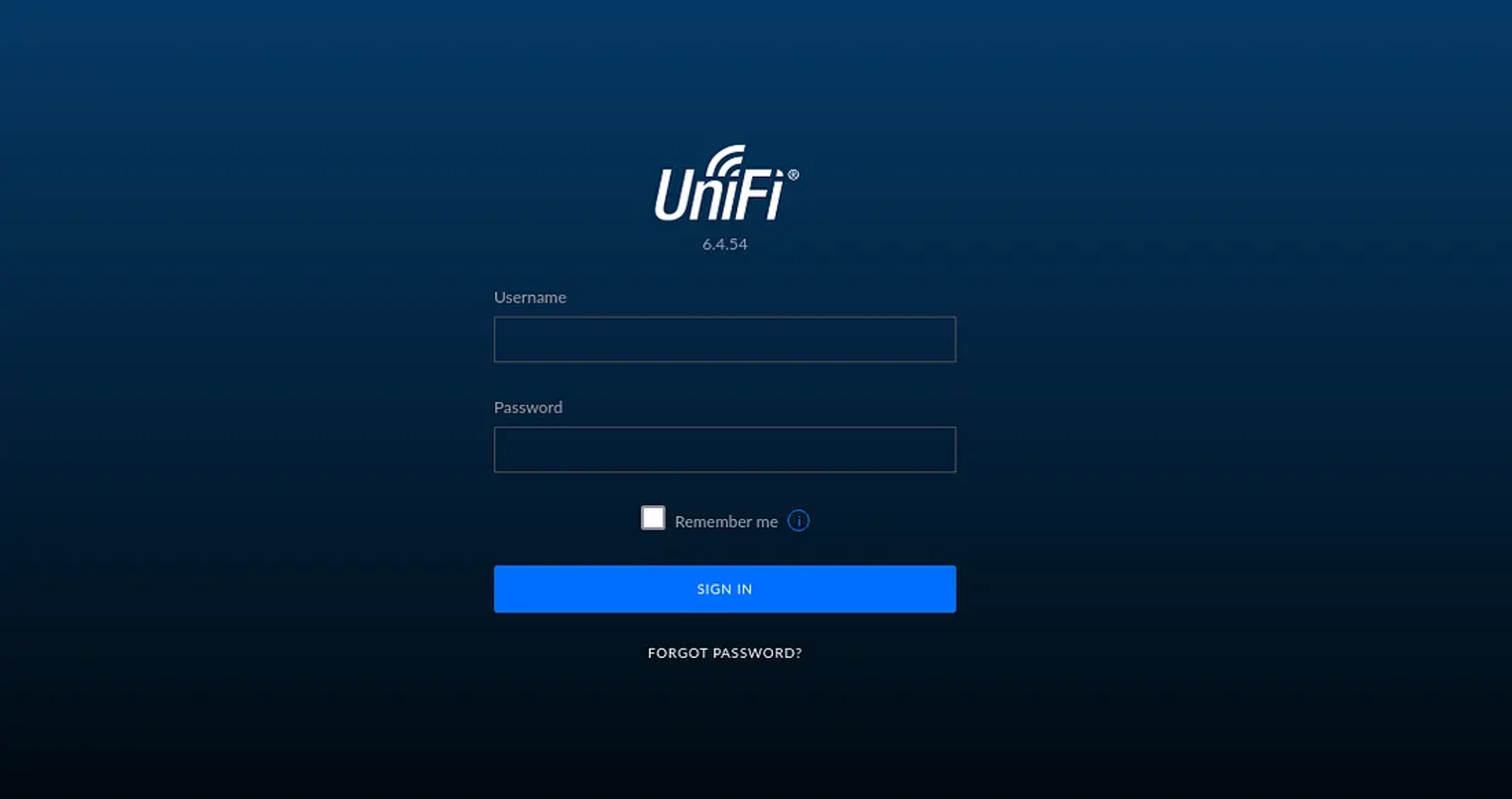 The Unifi target machine’s web login page.