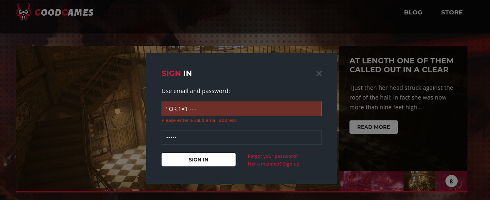 Trying to find out whether the application is infected by SQL or not through manual entry.
