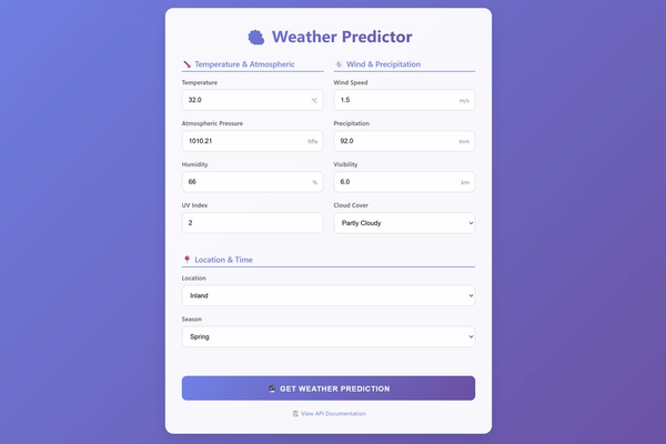 weather predictor home page