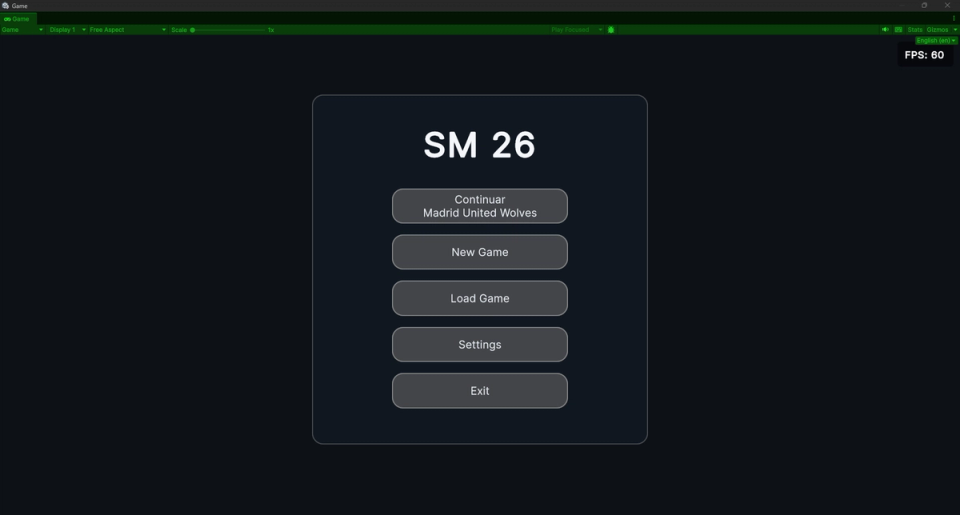 Menú principal del prototípo