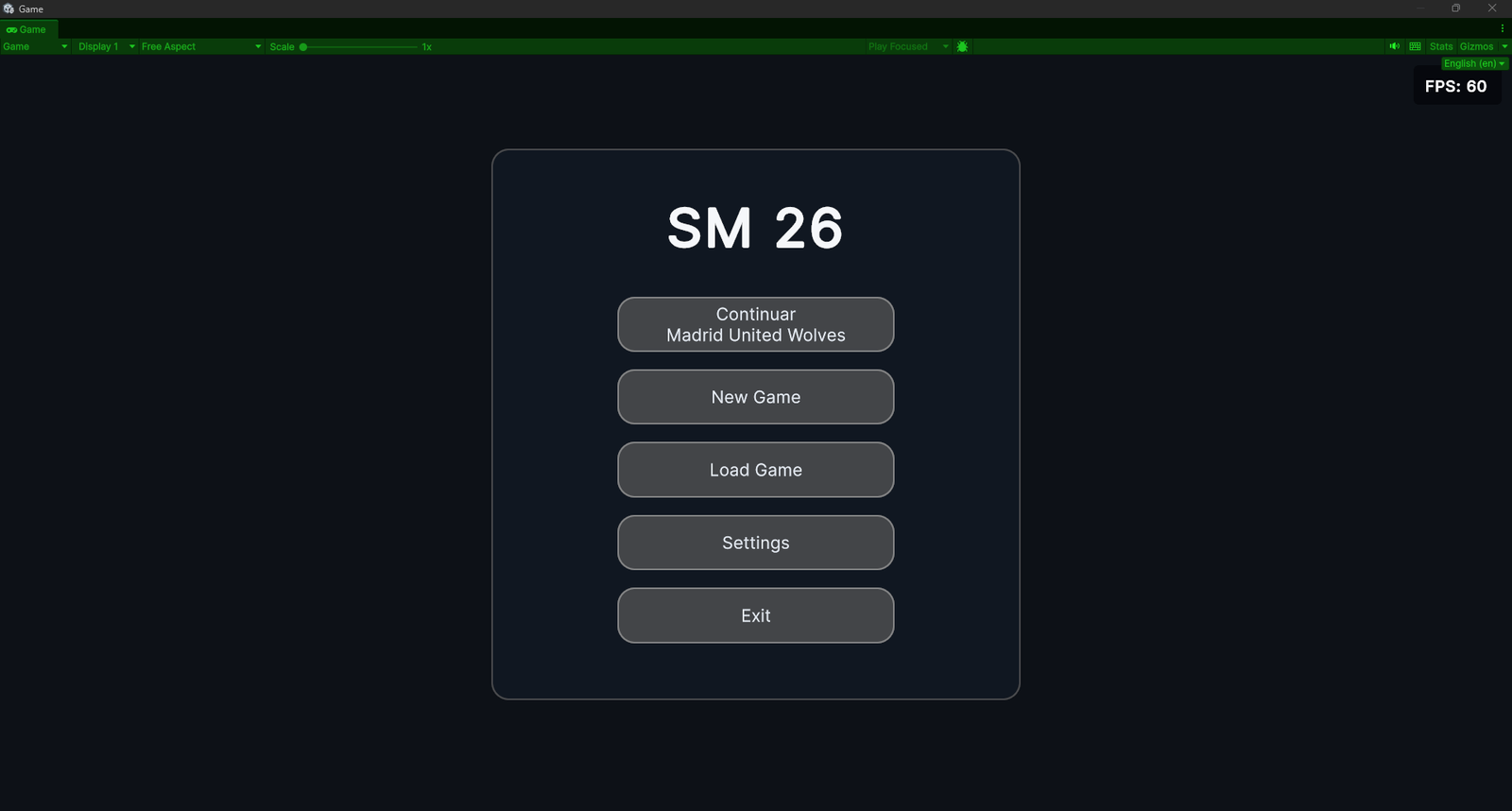 Menú principal del prototípo