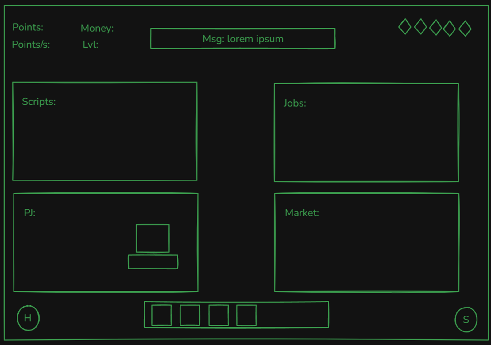 Wireframe cutre de Clicker Hacker