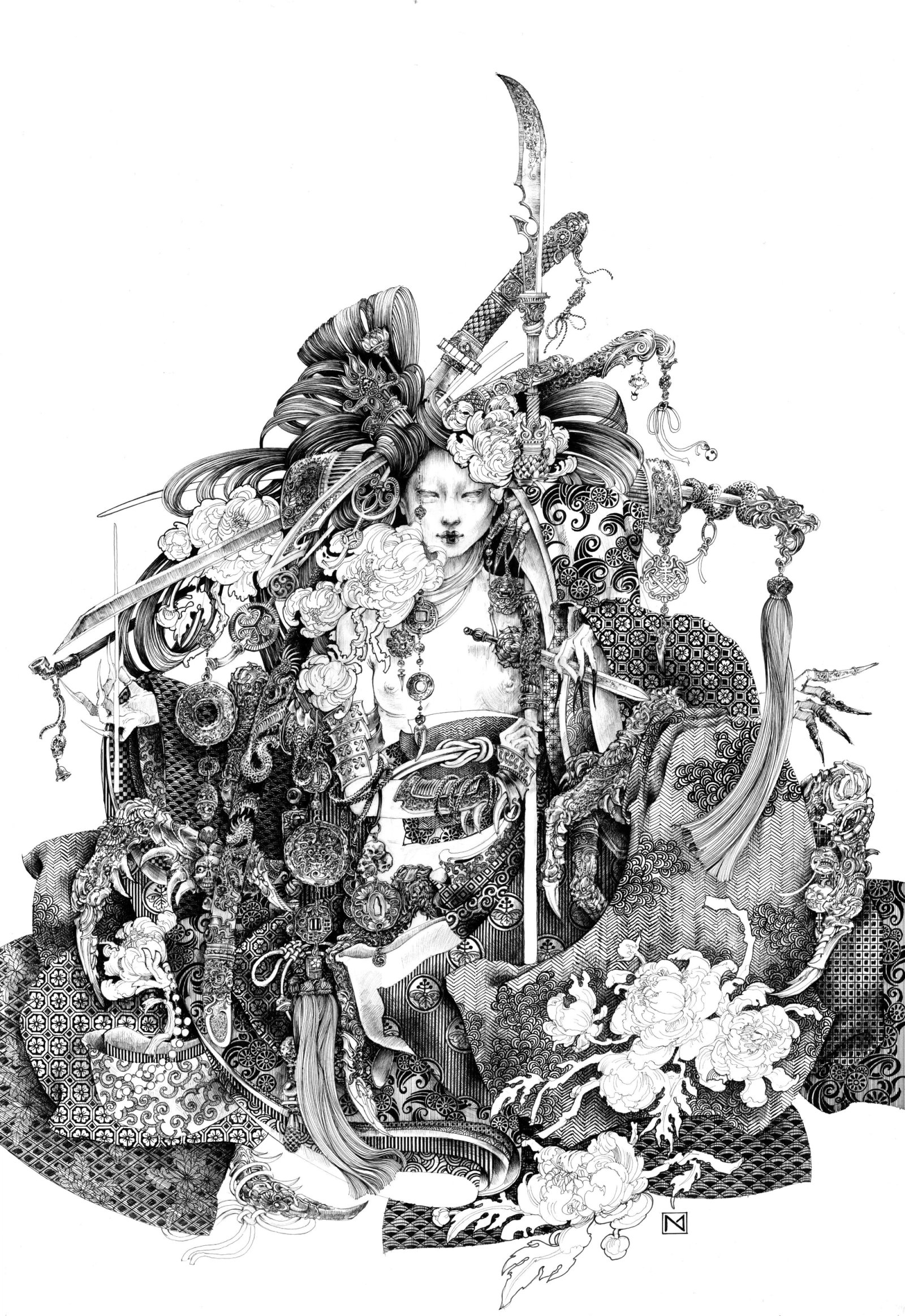 Painting of a Geisha Guard