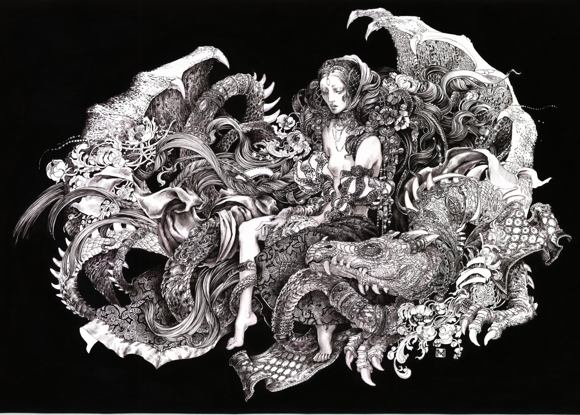 Woman with a dragon - I