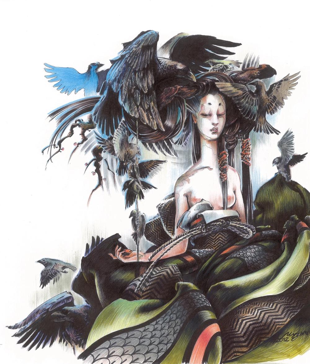 Geisha with Birds