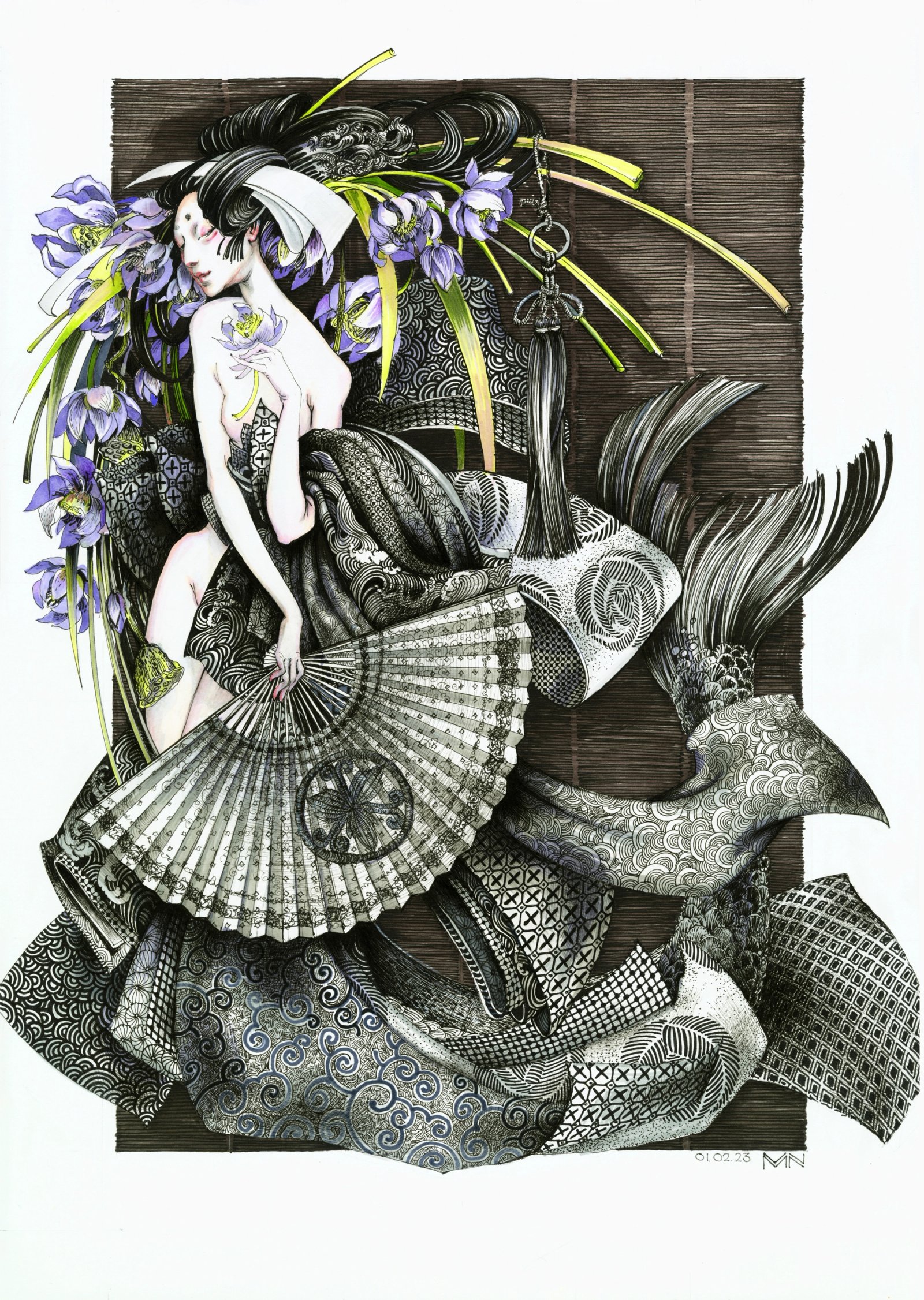 Painting of a Geisha Mermaid