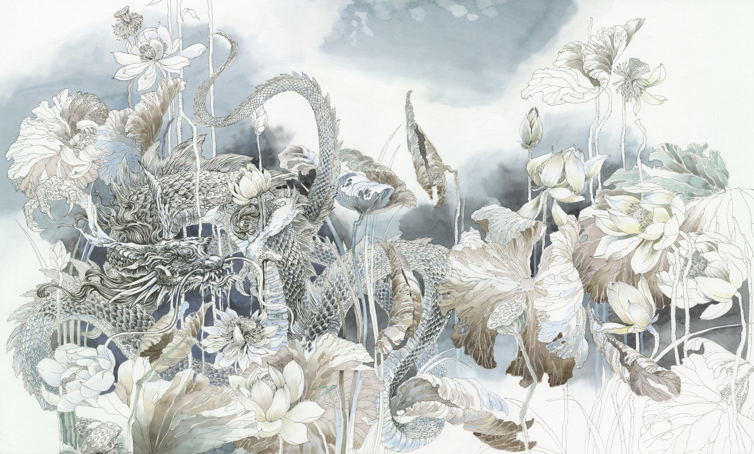 Painting of a Black Dragon