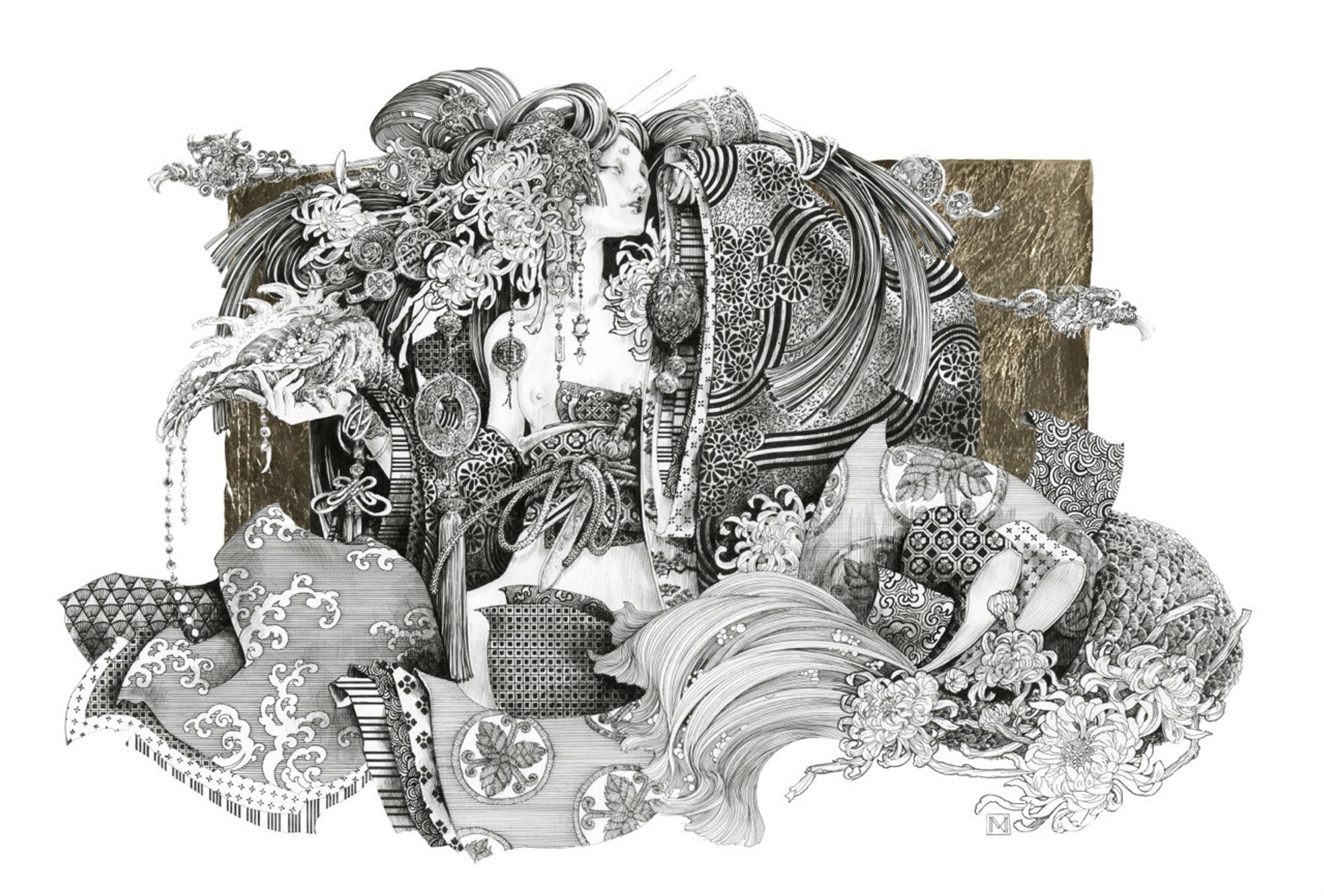 Painting of a Geisha Mermaid