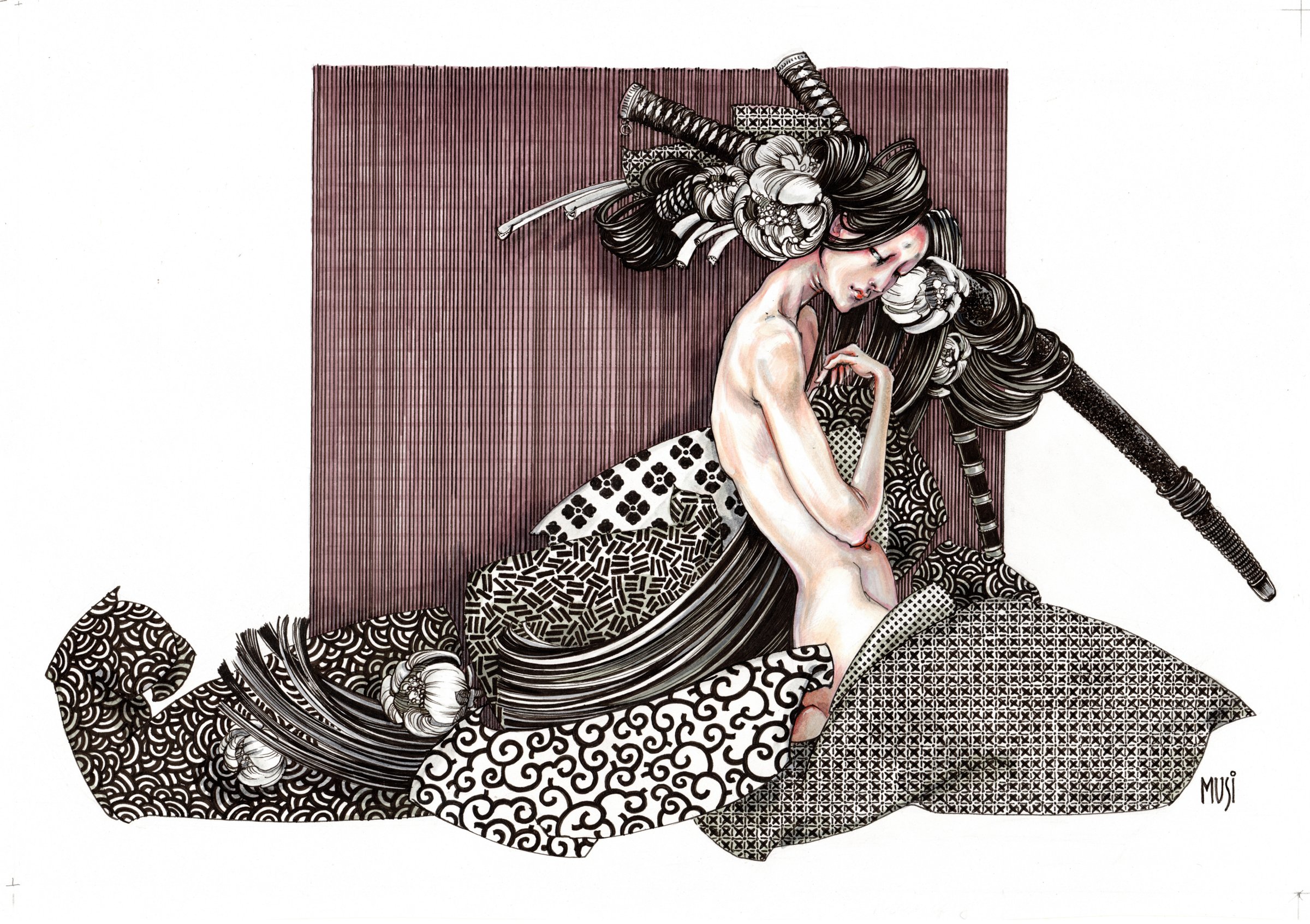 Painting of Geisha Mermaid