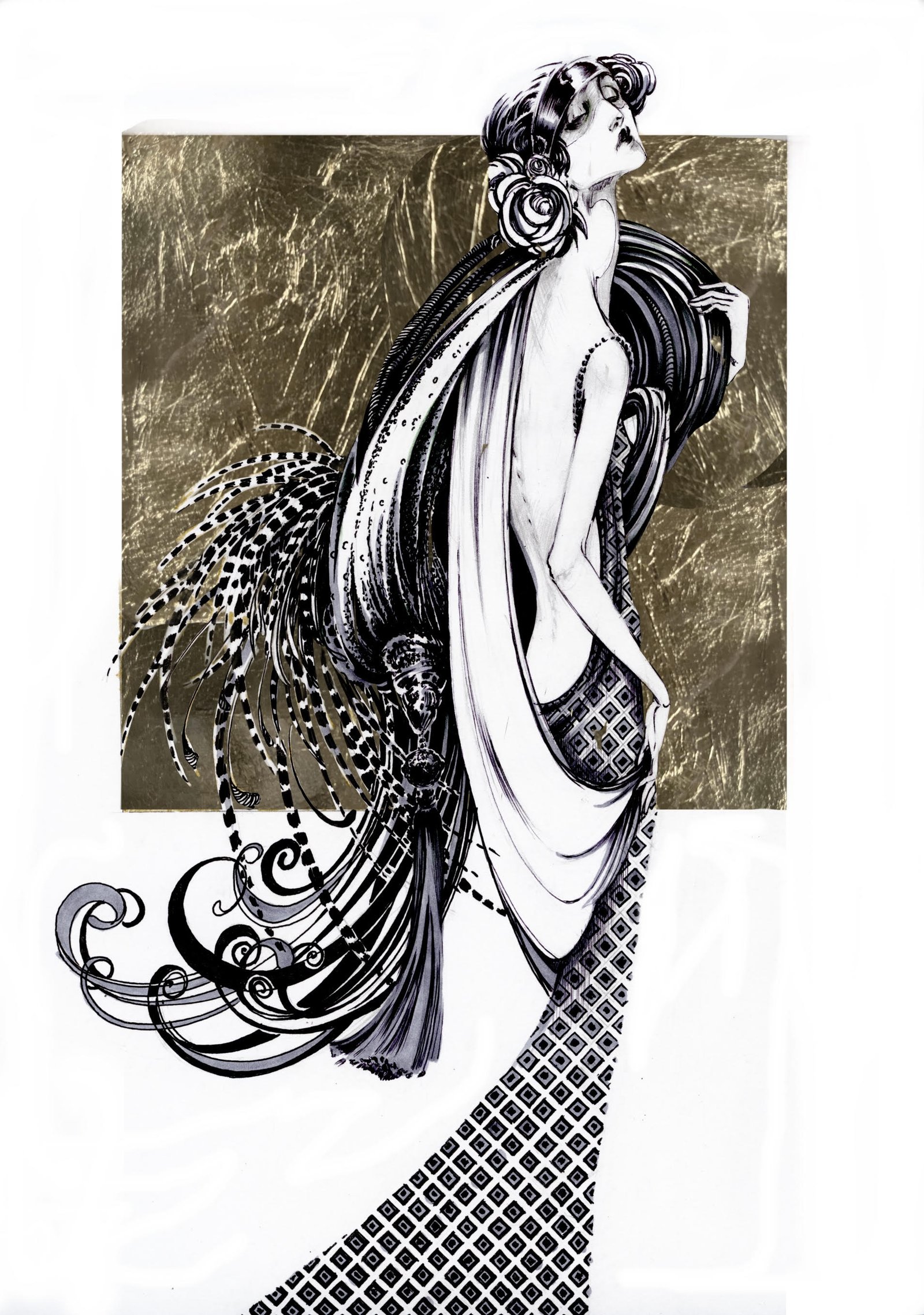 Image of a Muse with a Gold Leaf Background