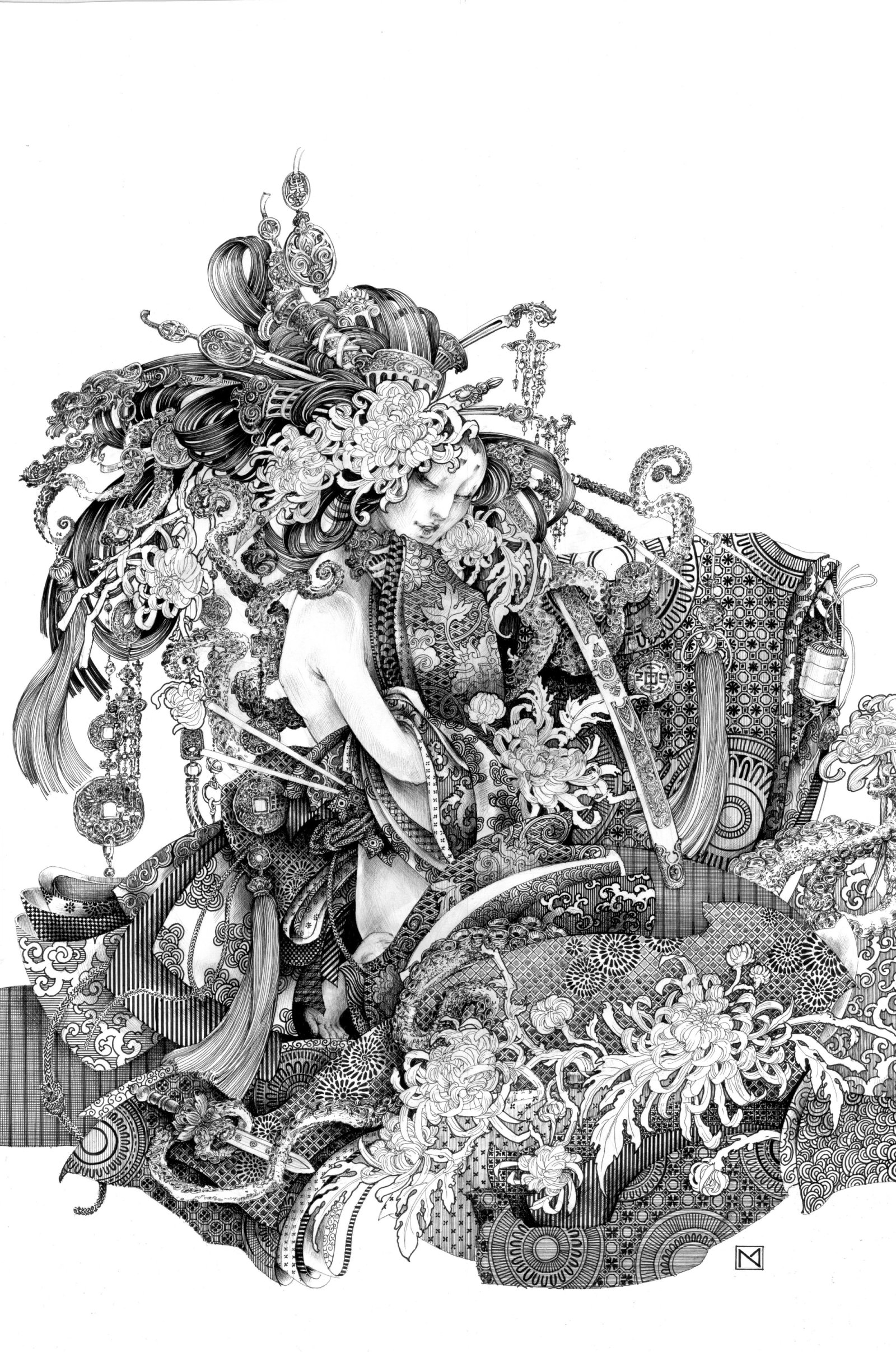 Painting of a Geisha Guard