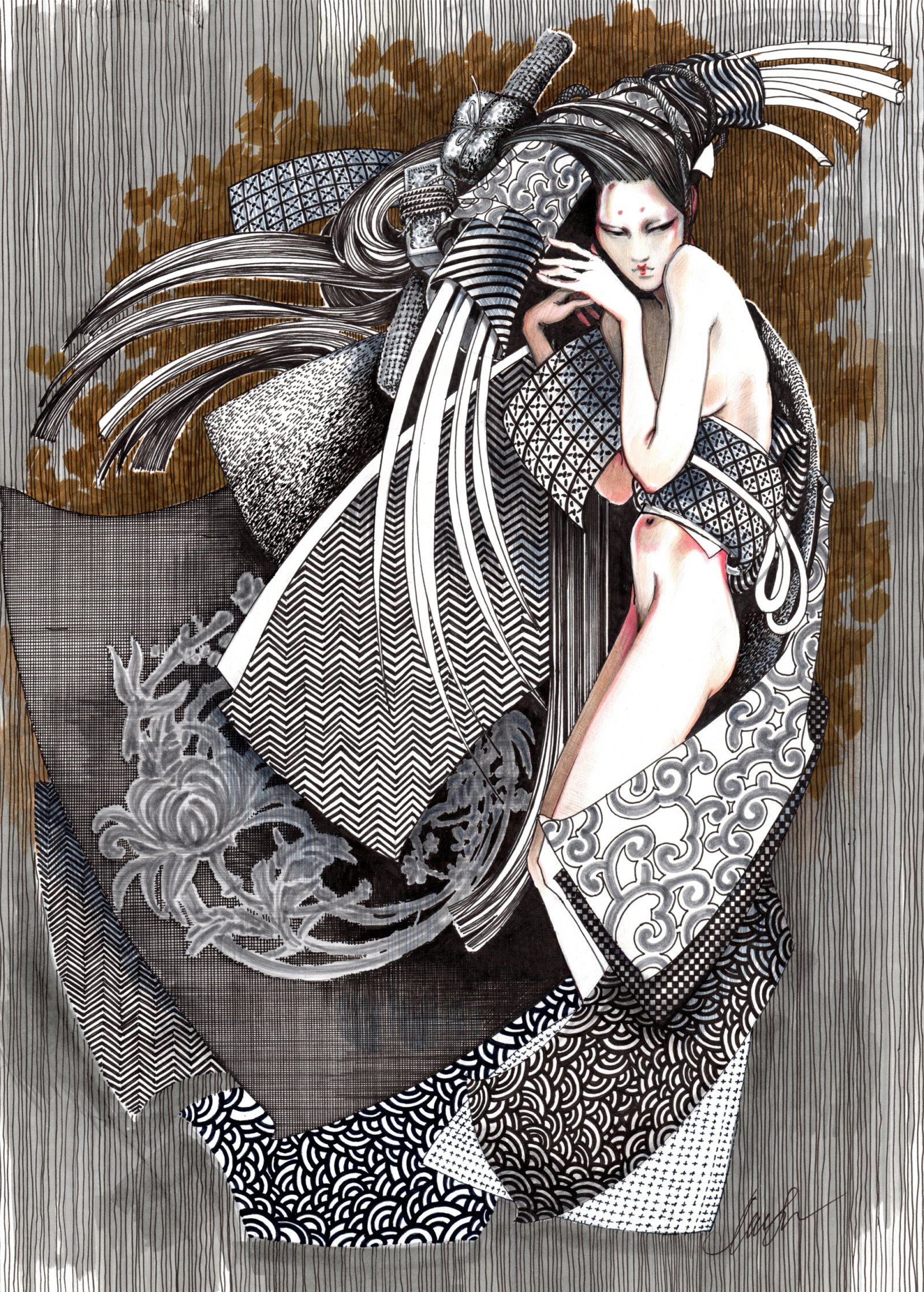 Painting of Confused Geisha