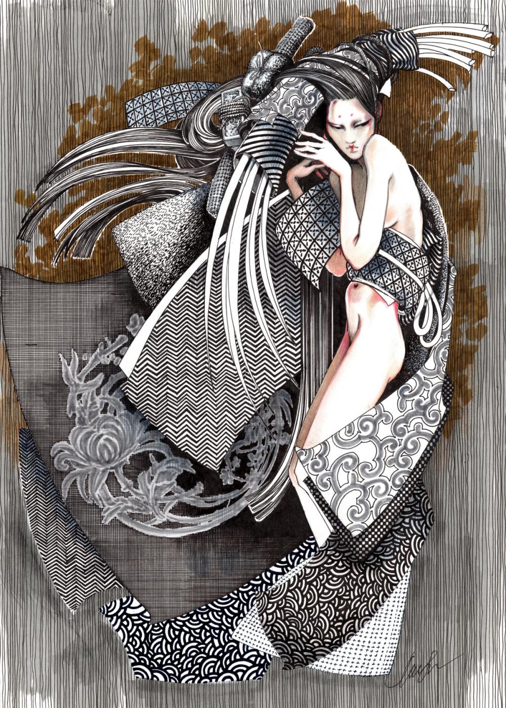 Painting of Confused Geisha