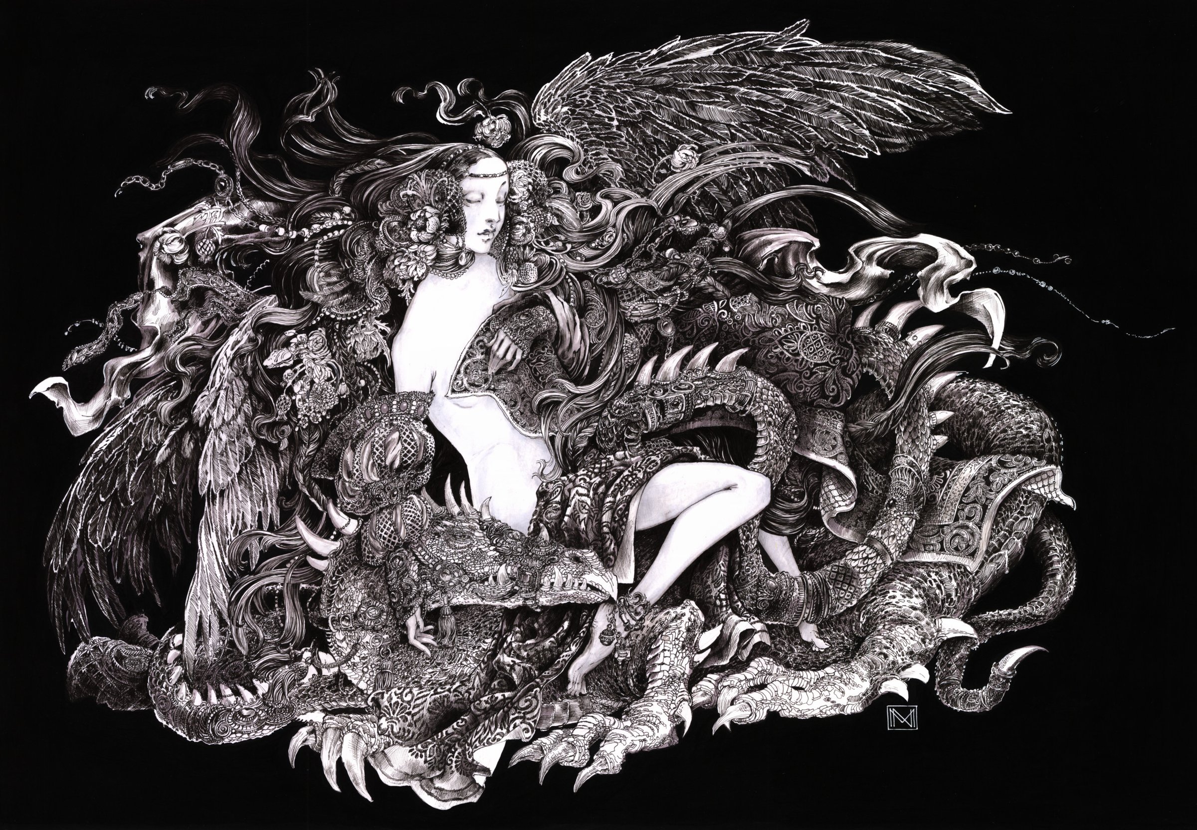 Woman with a dragon - II