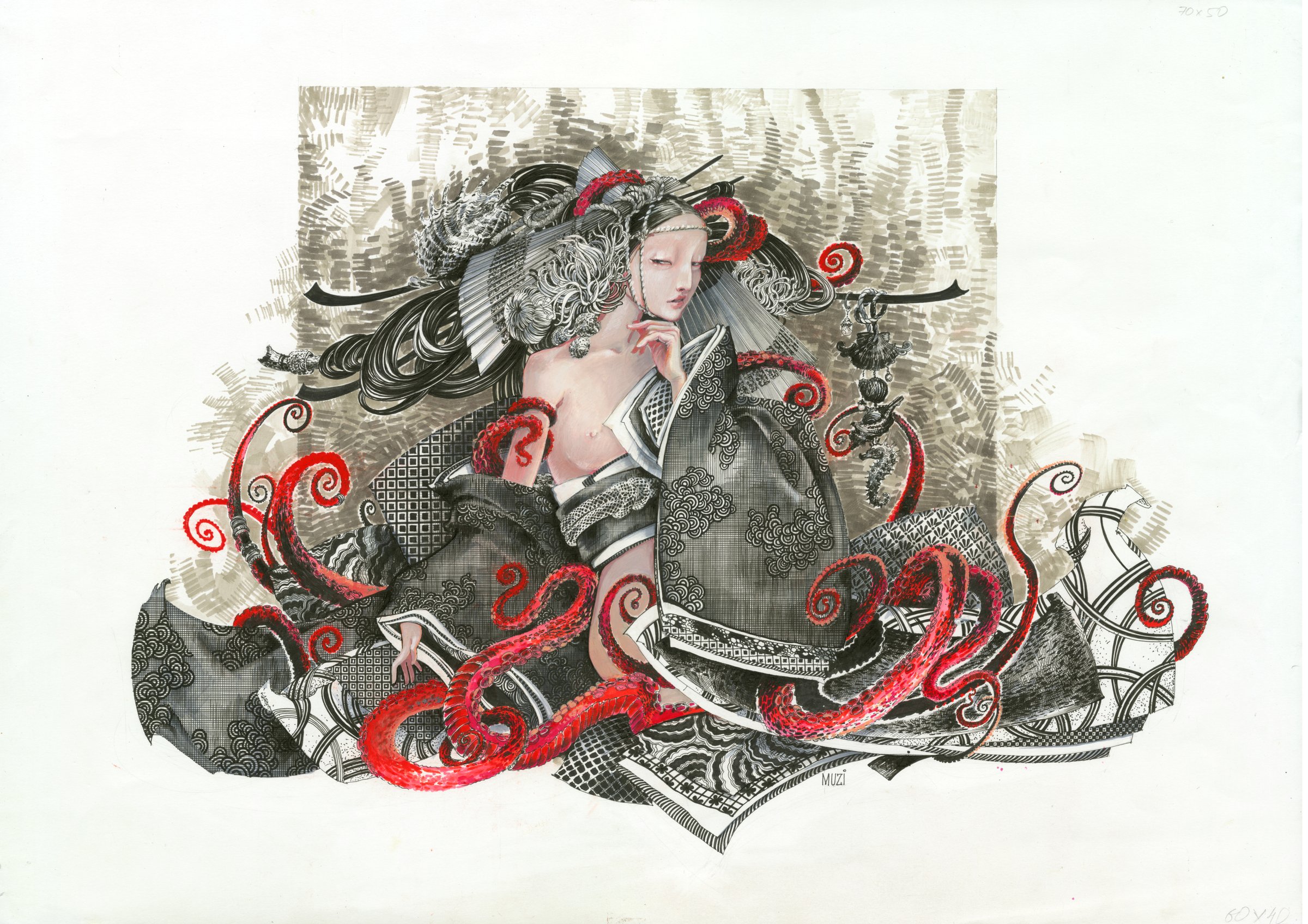 Painting of a Geisha Octopus