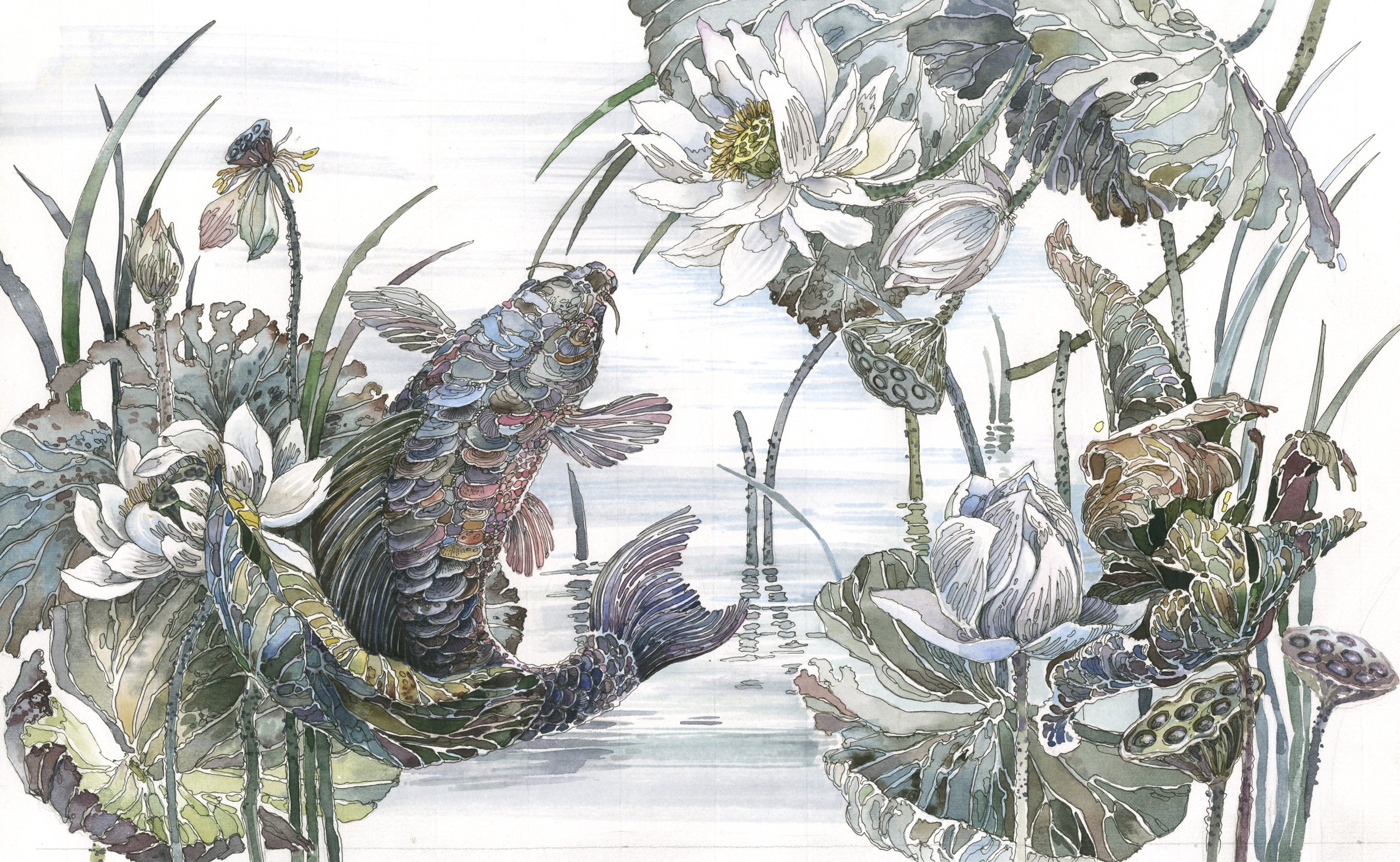 Painting of Dancing Fish