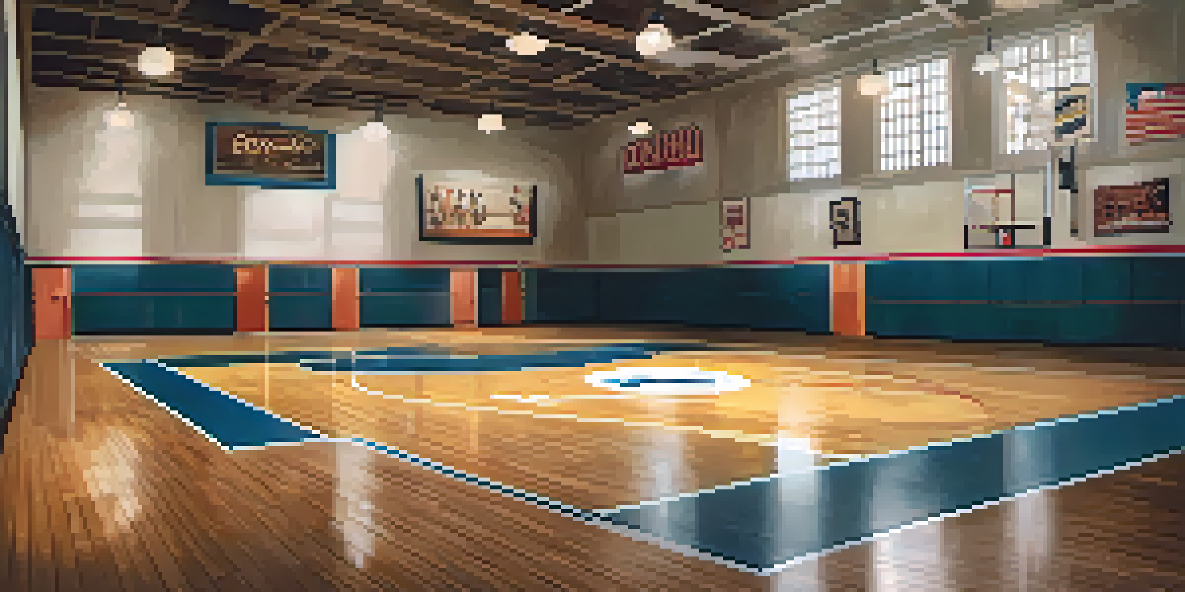 A vintage basketball court with players in 1940s-style uniforms, showcasing the history of basketball in Fort Wayne, Indiana.